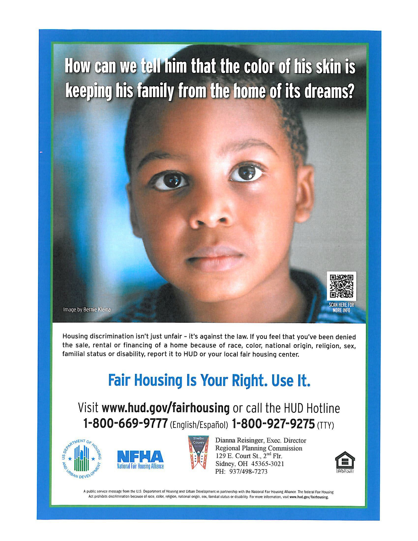 View a poster outlining rights to fair housing without regards to race
